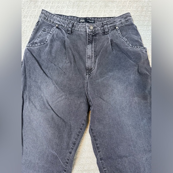 Sz 8 Zara black washed barrel jeans high waisted - Picture 3 of 8